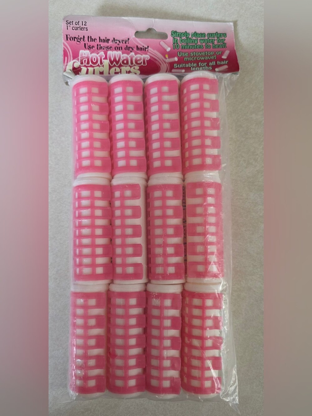 12 New Hot Water Hair Rollers - Safe Curling Rollers For 1 Inch Curls
